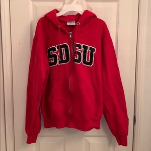 Red SDSU Full-Zip Hoodie